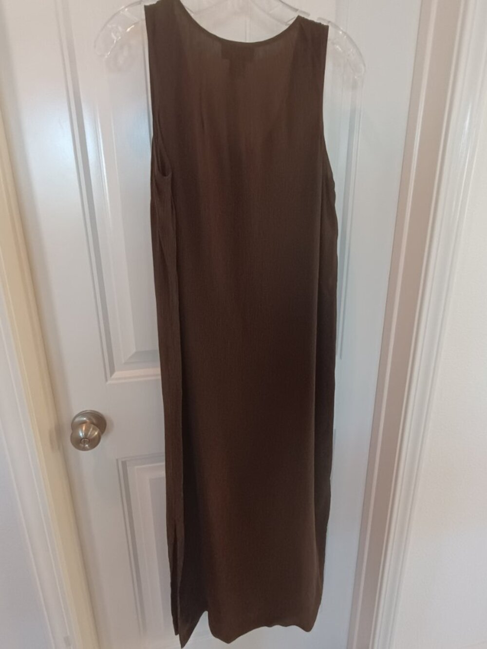 NWOT Banana Republic Women S Maxi Dress 100% Crepe Silk Sleeveless Brown Luxury - Picture 7 of 7